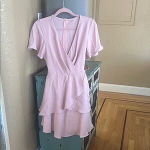 Elegant Pink Wrap Dress